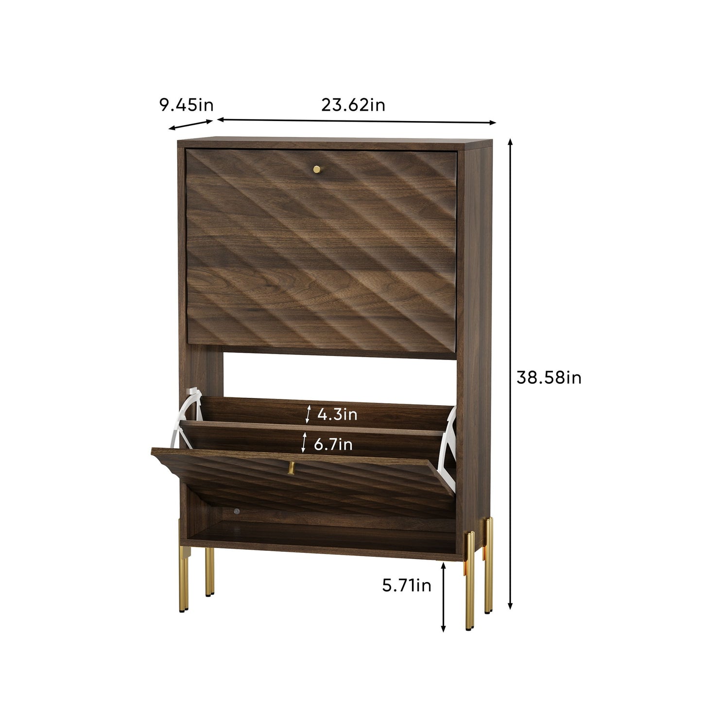 Shoe Cabinet, Freestanding Organizer For Entryway - Walnut Home Essentials