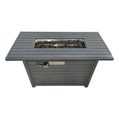 Sleek Outdoor Gas Fire Pit Table With Durable Construction And Lid - Gray LSI Patio Furniture