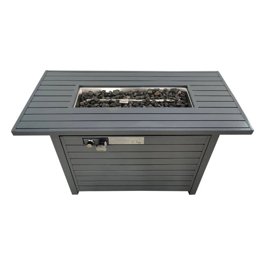 Sleek Outdoor Gas Fire Pit Table With Durable Construction And Lid - Gray LSI Patio Furniture