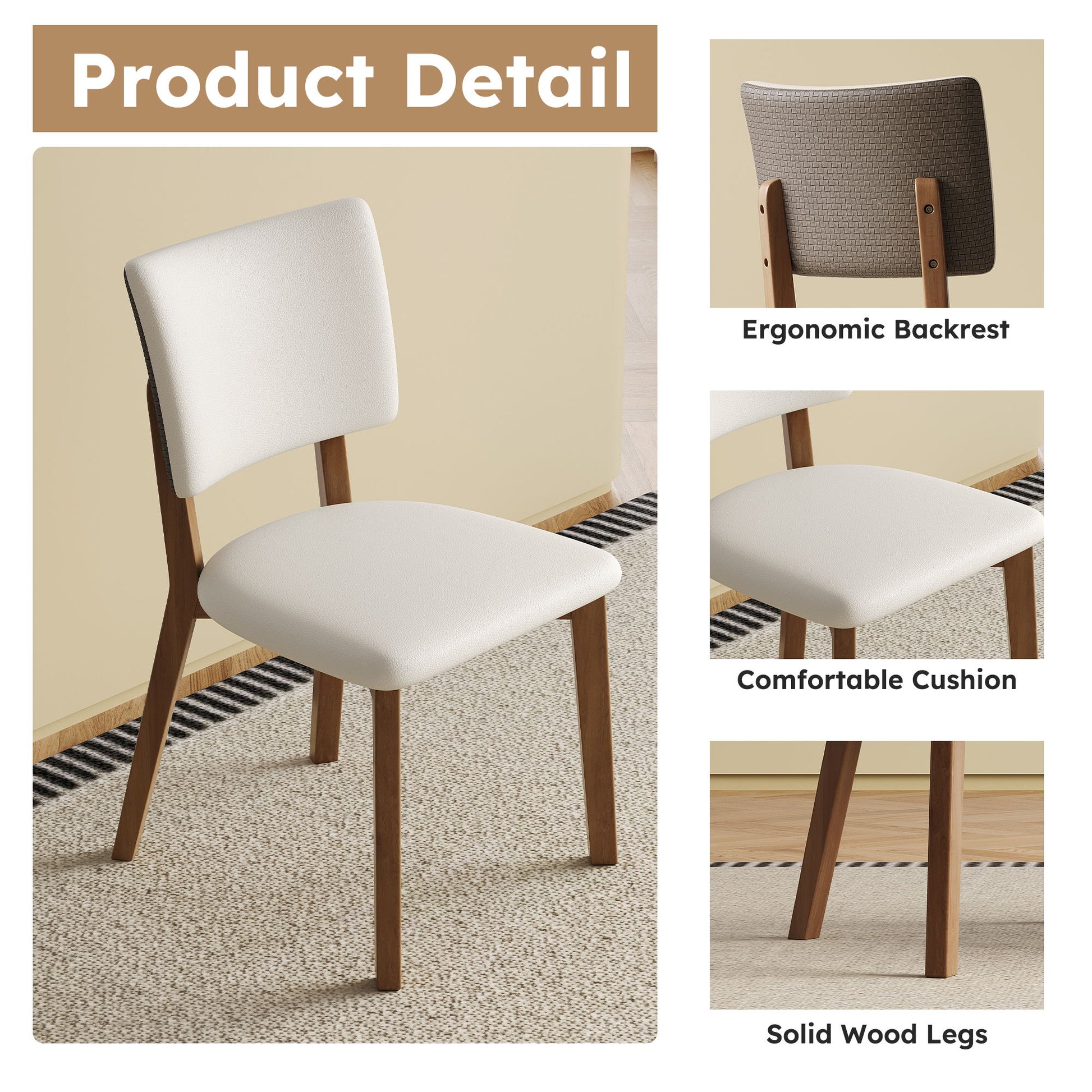 Dining Chair (Set of 2) - White / Deep Walnut Home Essentials