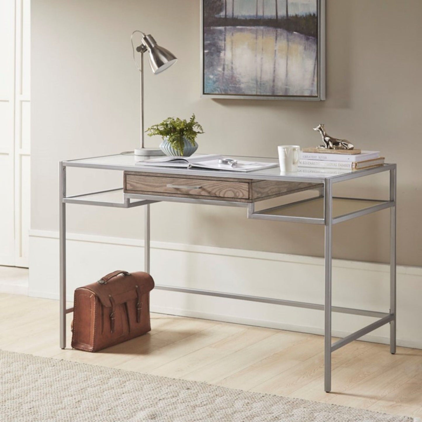 Adela - Writing Desk - Antique Silver JLA