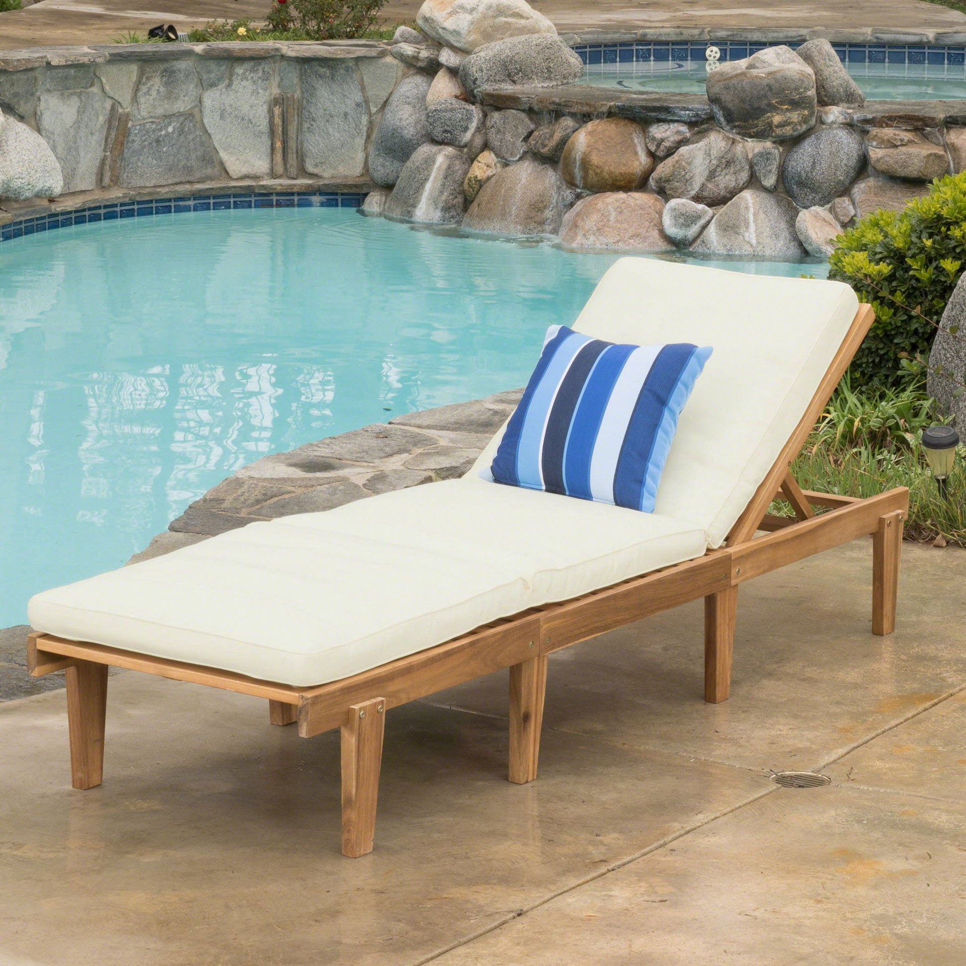 Ariana - Wood Chaise Lounge With Cushion Noble House