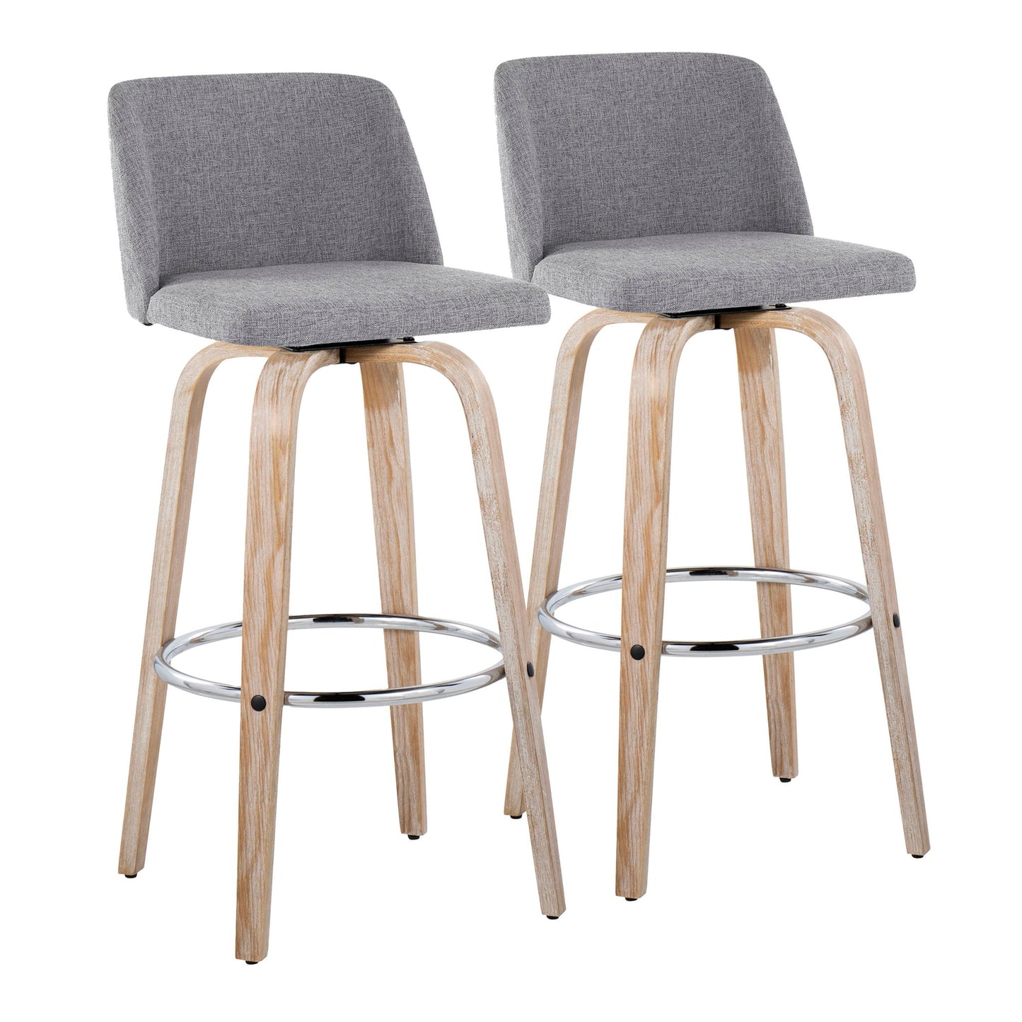 Toriano - Contemporary Fixed Height Barstool With Swivel & Round Footrest (Set of 2) Lumi Source