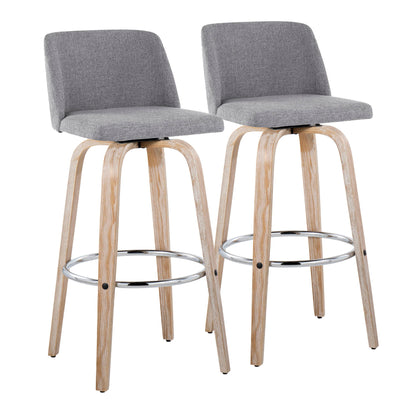 Toriano - Contemporary Fixed Height Barstool With Swivel & Round Footrest (Set of 2) Lumi Source
