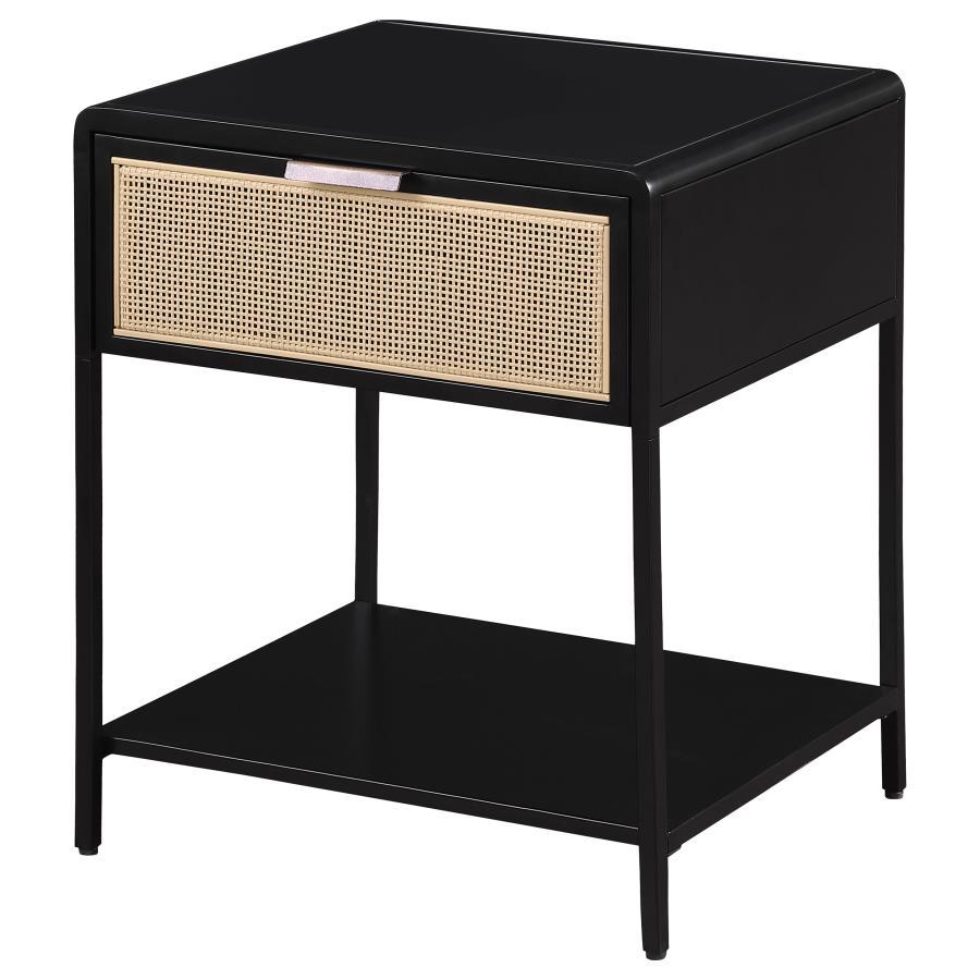 Amherst - 1-Drawer Radio Weave Rattan Metal Side Table Coaster Fine Furniture