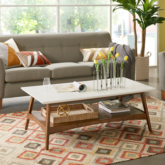 Parker - Coffee Table - Off-White / Pecan