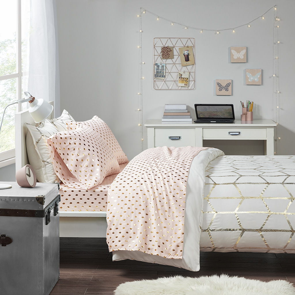 Metallic Dot - Full Printed Sheet Set - Blush / Gold Intelligent Design