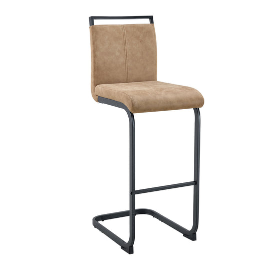 Modern Tech Fabric Bar Stool (Set of 2) With Metal Legs 42.5" Tall For Home Bar & Restaurant - Black / Brown Home Essentials