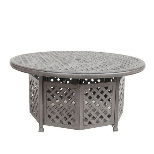Cast Aluminum Propane Gas Firepit Table, Chat Height - Gray Home Essentials