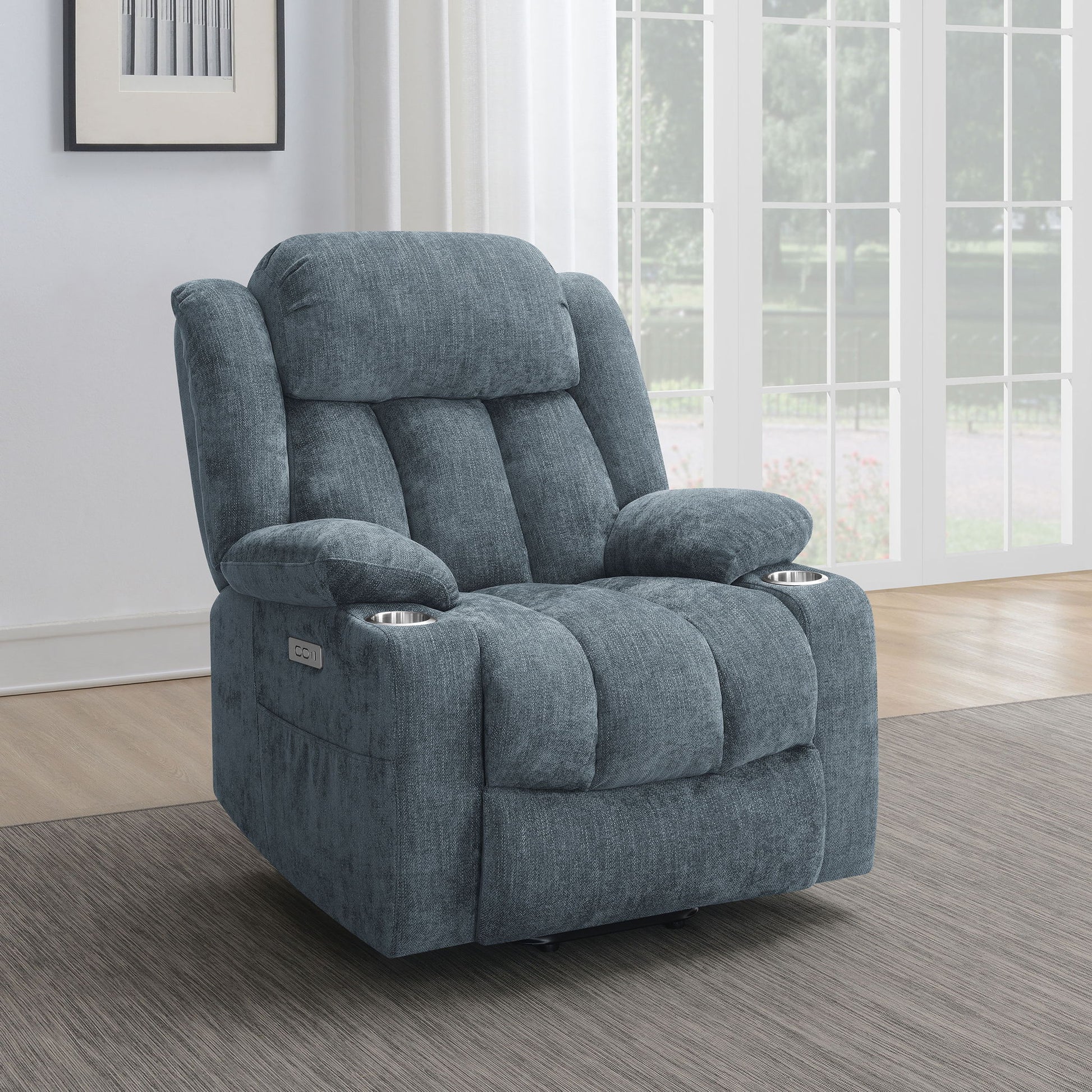 Beca - Upholstered Power Lift Recliner With Cupholders And USB Charging Furniture Max