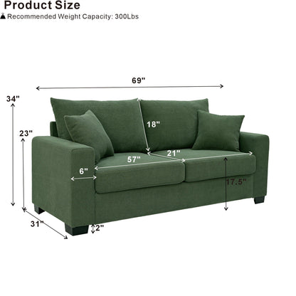 2 Seater Sofa, 2 Throw Pillows For Living Room Home Essentials