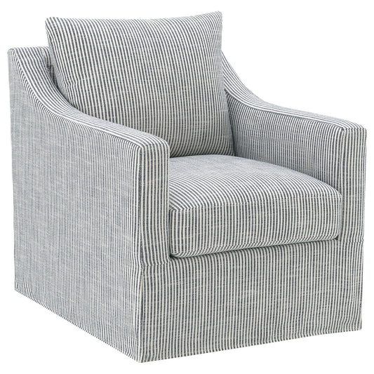 Merced - Upholstered Sloped Arm Accent Swivel Chair With 360 Degree Swivel Base - Gray Furniture Max