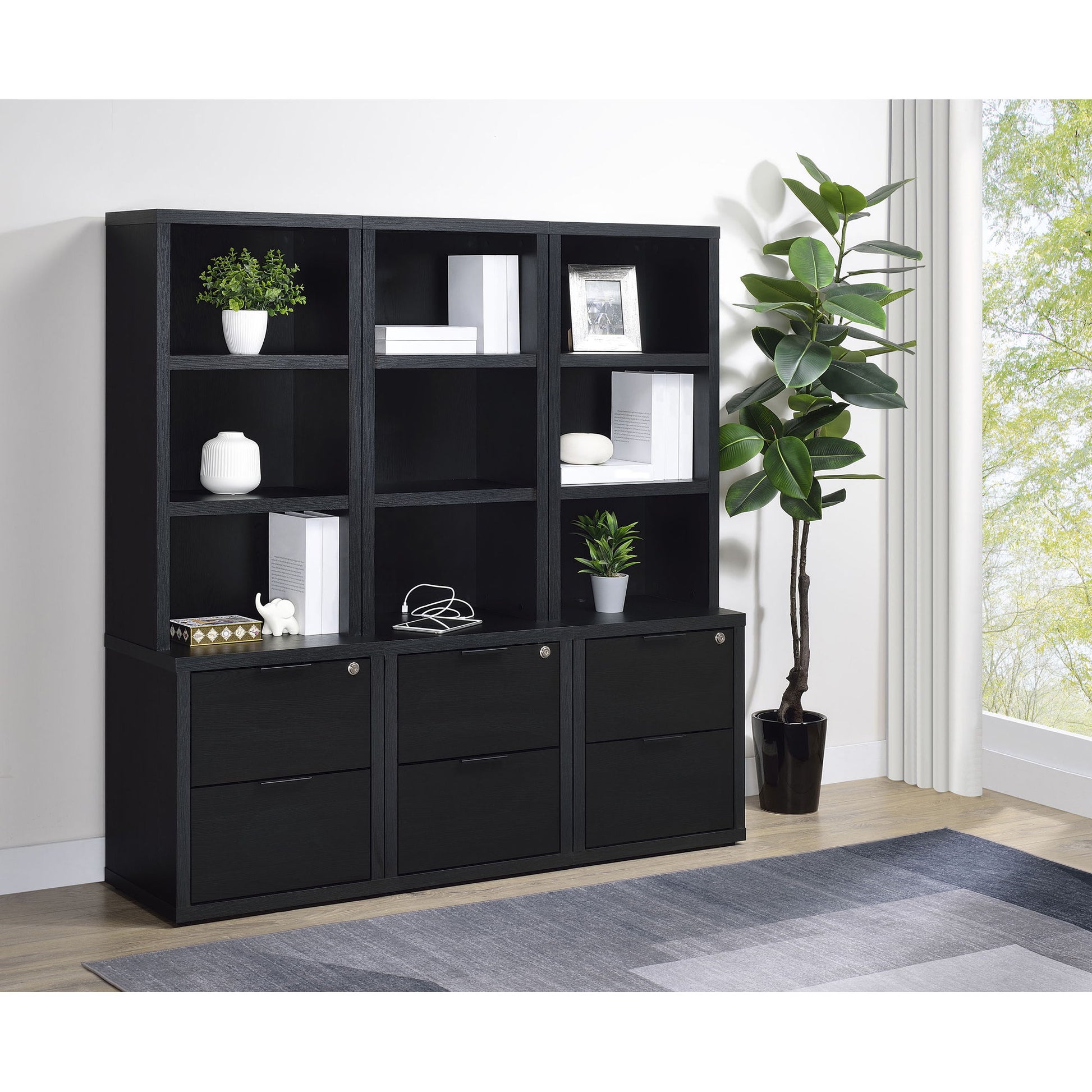 Geary - 3 Piece Wall Unit Bookcase Set With USB Storage Furniture Max