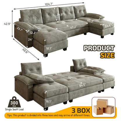 U-Shaped Sleeper Sofa With Pull Out Bed Home Essentials