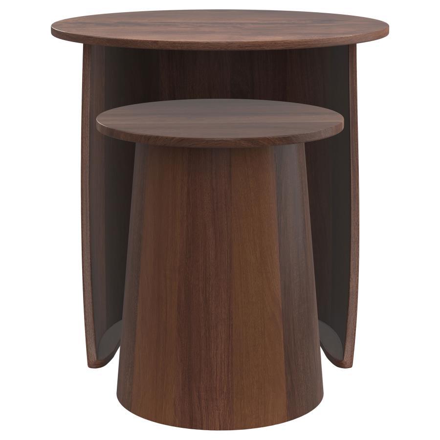 Yency - 2 Piece Round - Mango Wood Nesting Table Set - Dark Brown Coaster Fine Furniture