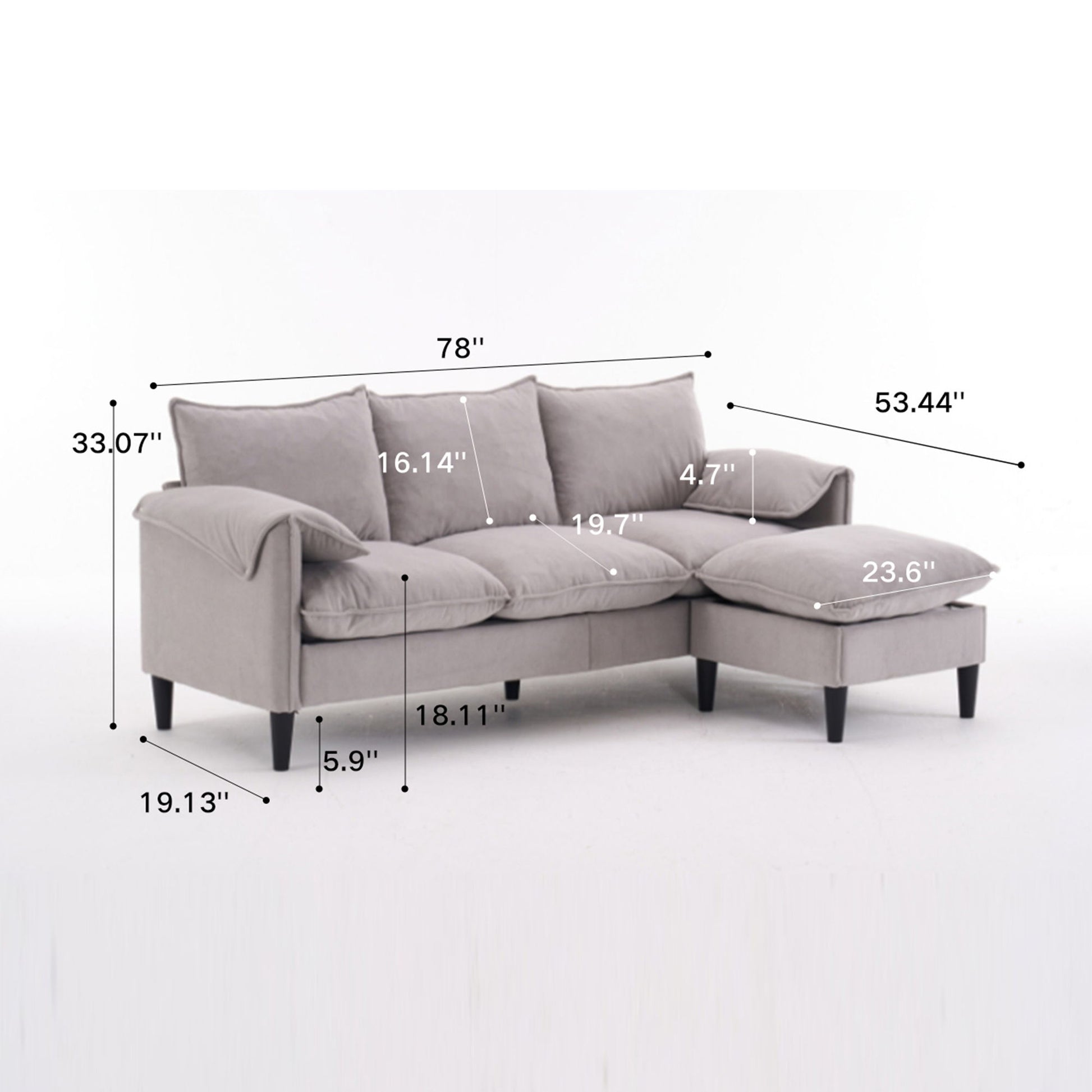 Convertible Combination Sofa With Footstools With Storage Home Essentials