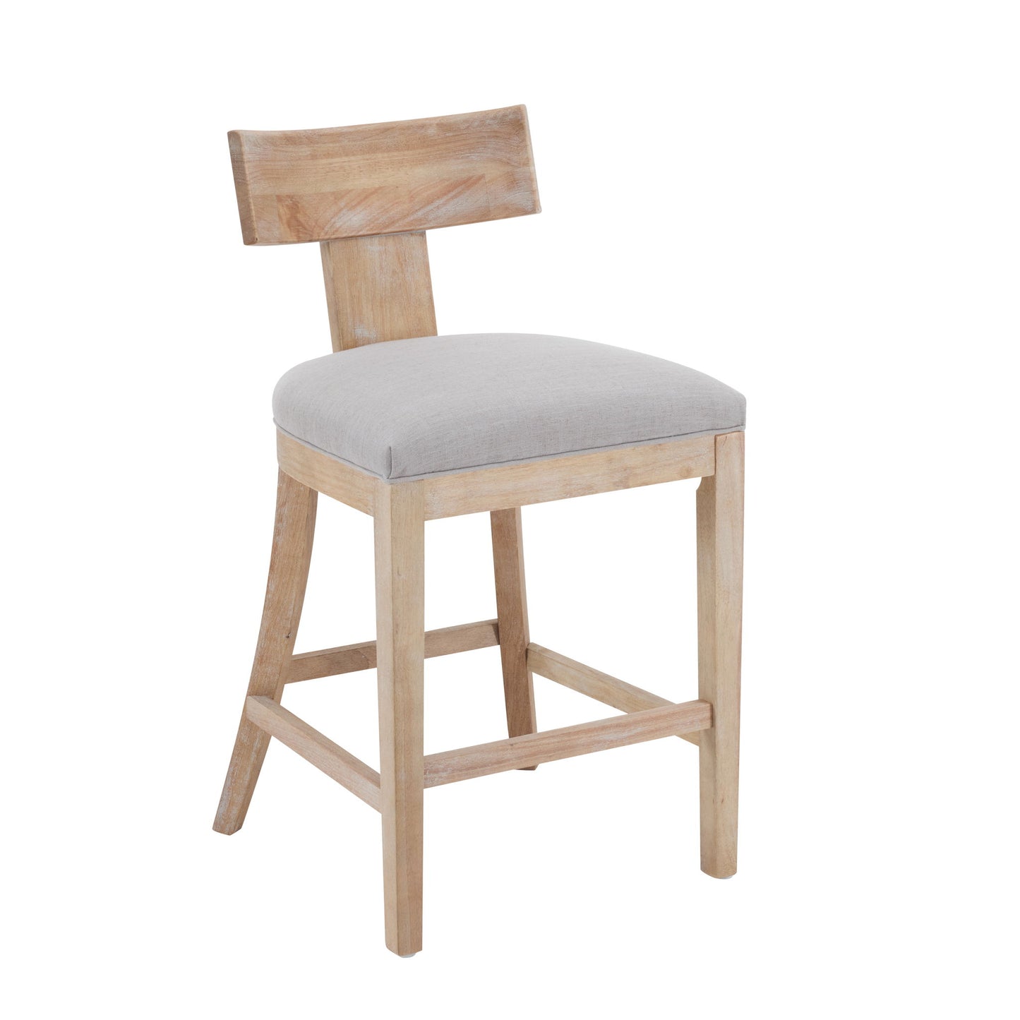 Upholstered Counter Height Bar Stools With Solid Rubber Wood Frame (Set of 2) Noble House
