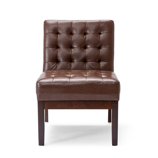 Contemporary Accent Chair With Tufted Waffle Stitch - Dark Brown Noble House