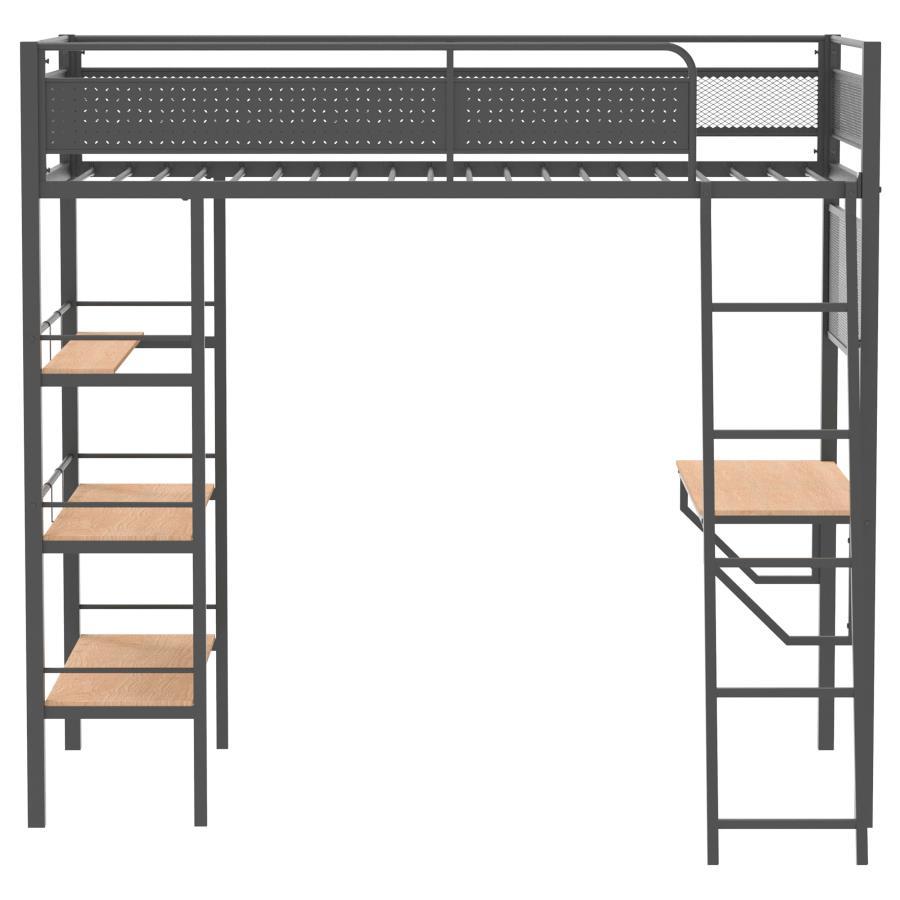 Campus - 3-Shelf Metal Twin Workstation Loft Bed Coaster Fine Furniture