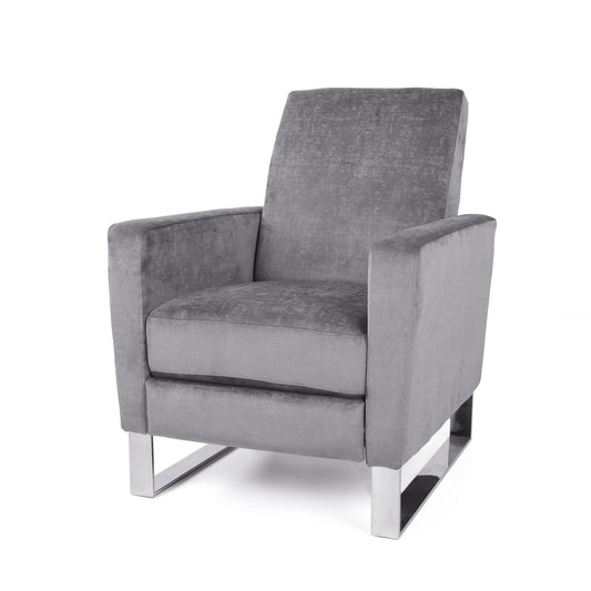 Bolt - Upholstered Recliner Chair With Stainless Steel Base - Gray / Chrome Noble House