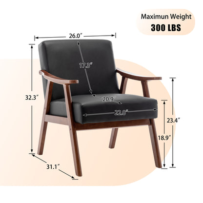 Mid Century Modern Accent Chair With Solid Wood Frame And Extra Thick Backrest Home Essentials