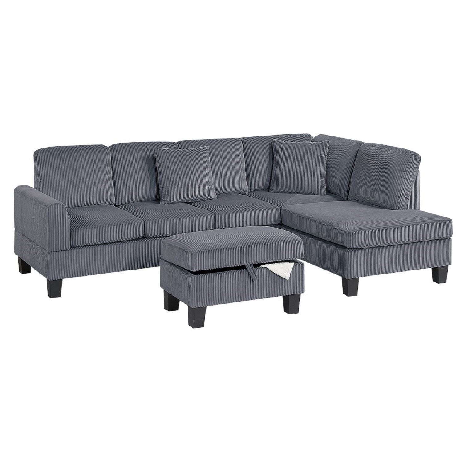 Sectional Sofa With Storage Ottoman And Pillows Home Essentials