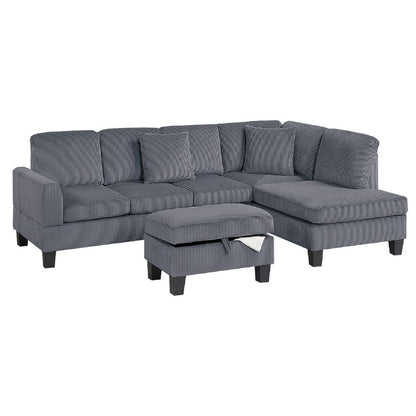Sectional Sofa With Storage Ottoman And Pillows Home Essentials
