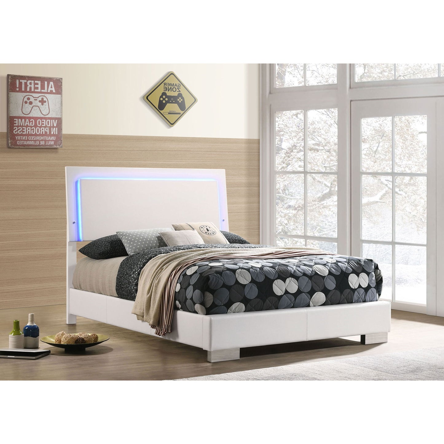 Felicity - LED Panel Bed With Built In Lighting Furniture Max