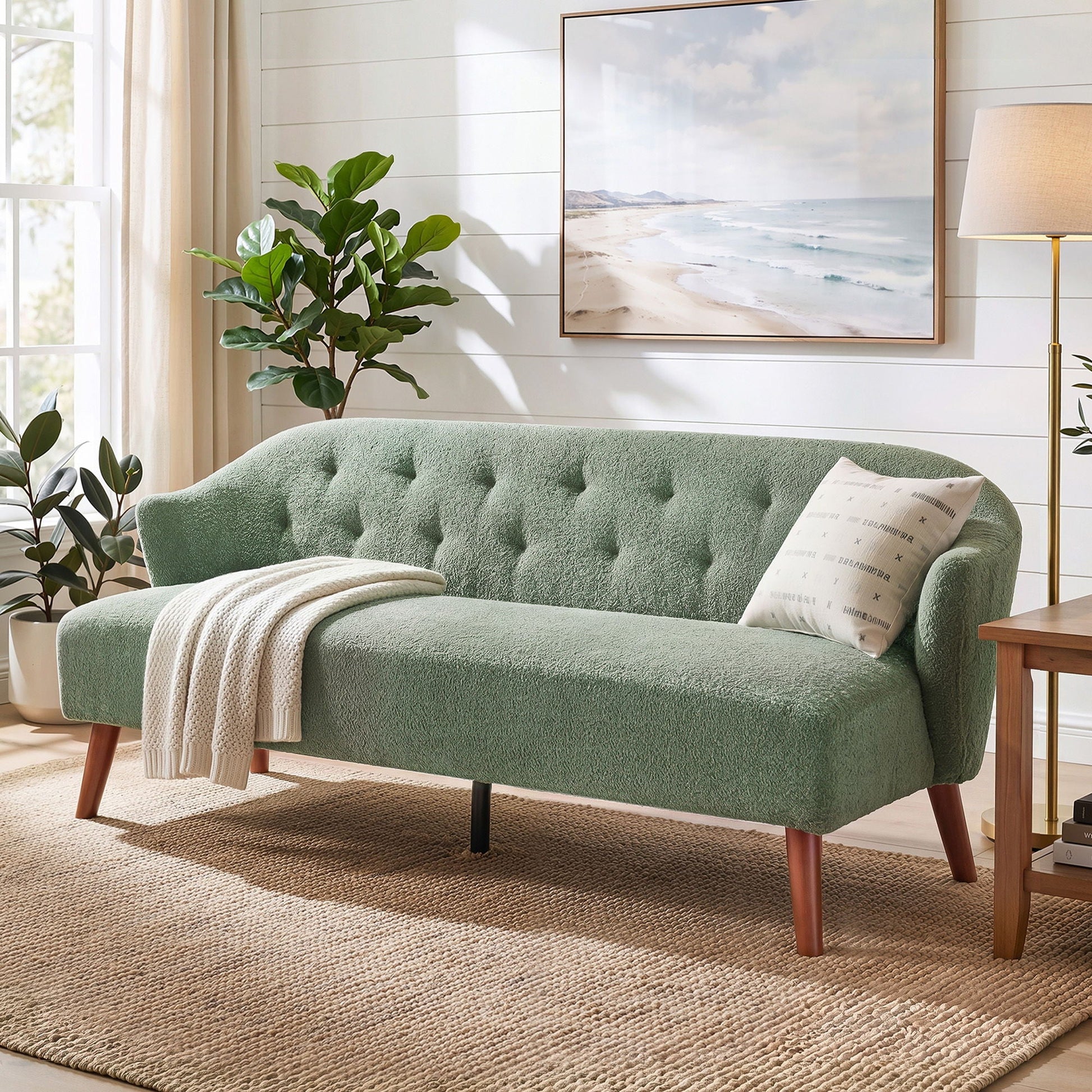 3 Seater Tufted Upholstered Couch Comfy Living Room Sofa Noble House