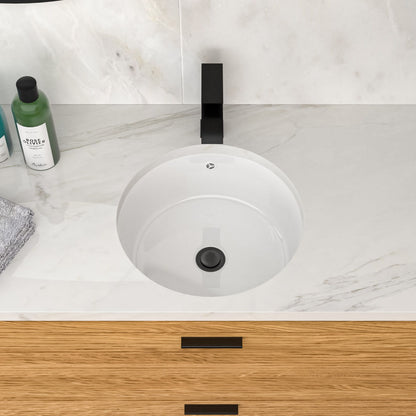 Ceramic Round Undermount Bathroom Sink With Overflow, European Style - White Daily Nest