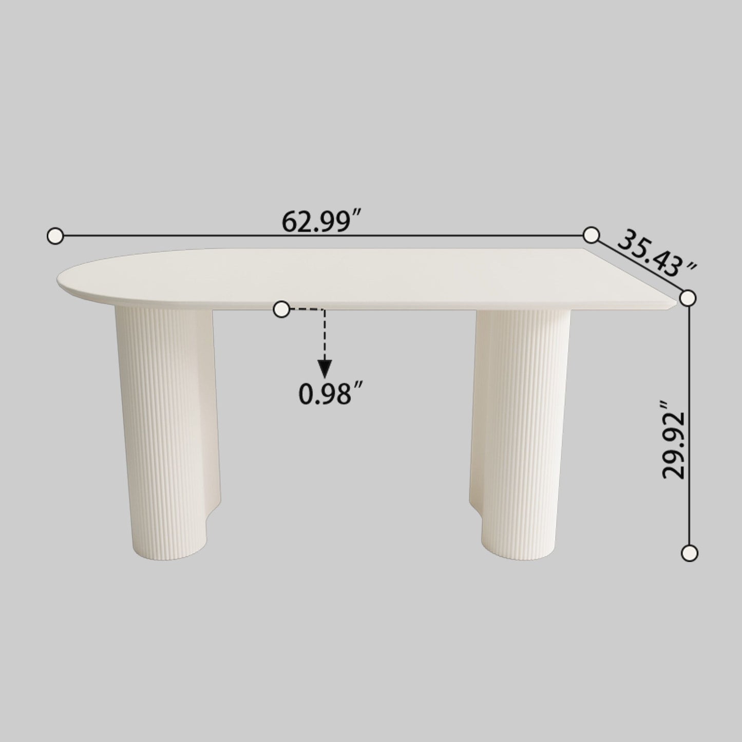 Modern Cream Style Dining Table With Round Wave Legs, 4 - 8 Person - Cream White Home Essentials