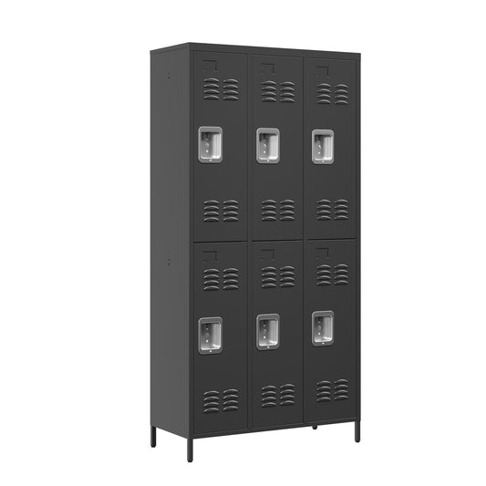 6 Door Lockers With Lock For Secure Storage - Black Home Essentials