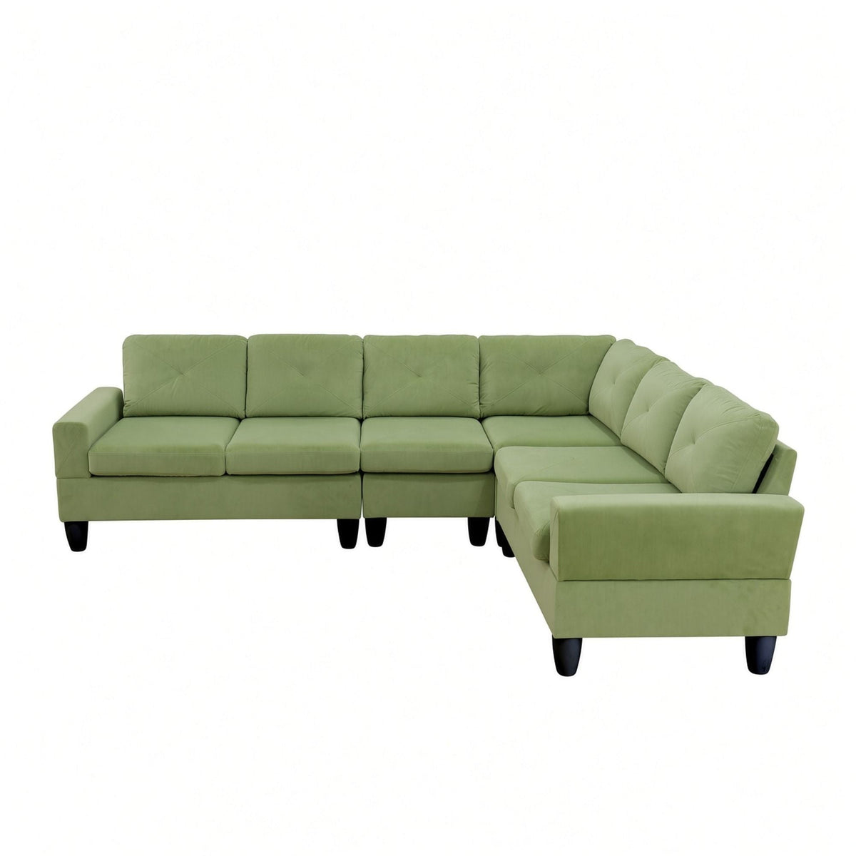 Modular L - Shaped Sectional Sofa, 6 Seater, 4 Piece Couch With Chaise - Green Home Essentials