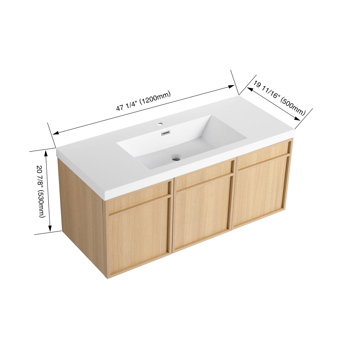 Wall-Mounted Bathroom Vanity With Resin Sink And Soft Closing Doors Home Essentials