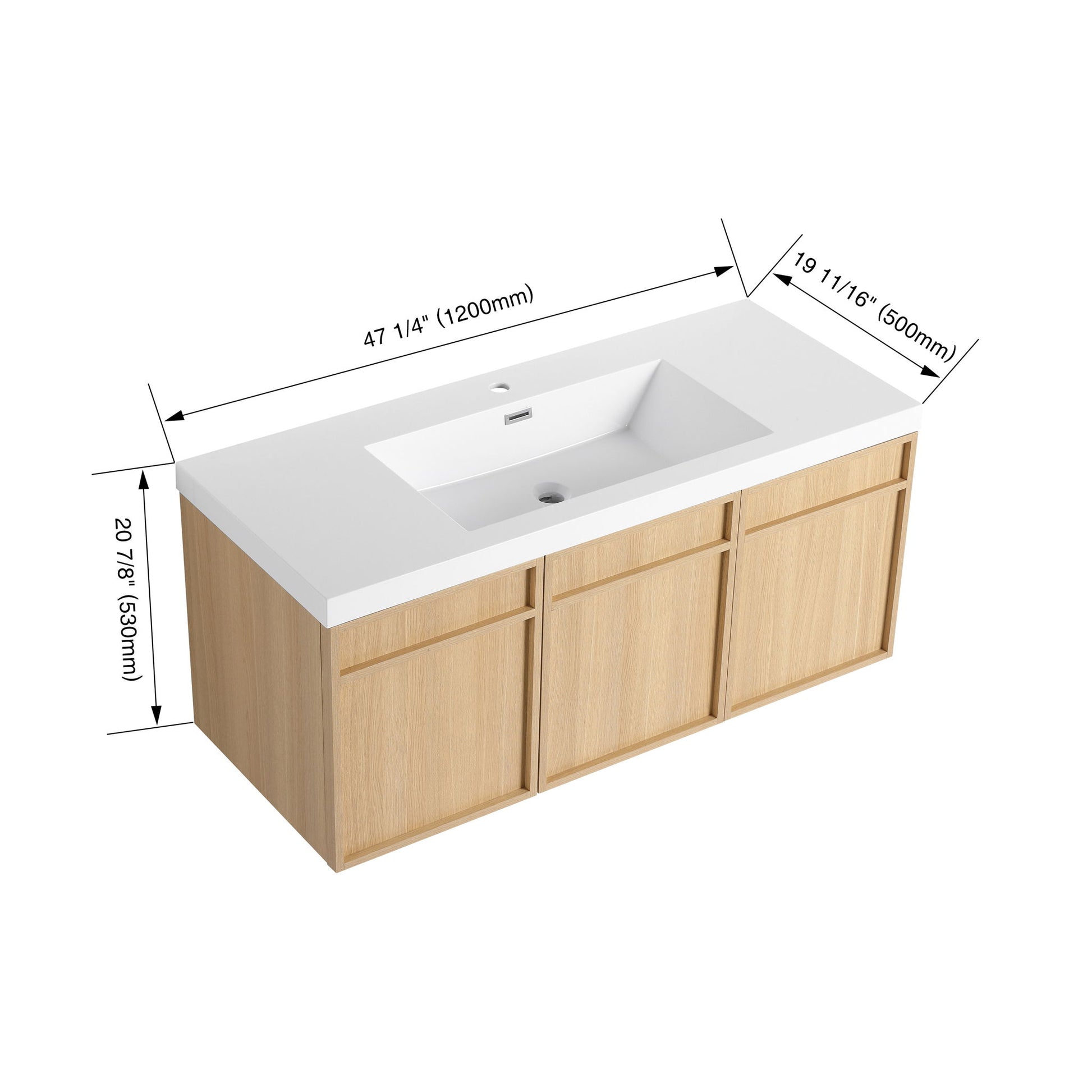 Wall-Mounted Bathroom Vanity With Resin Sink And Soft Closing Doors Home Essentials
