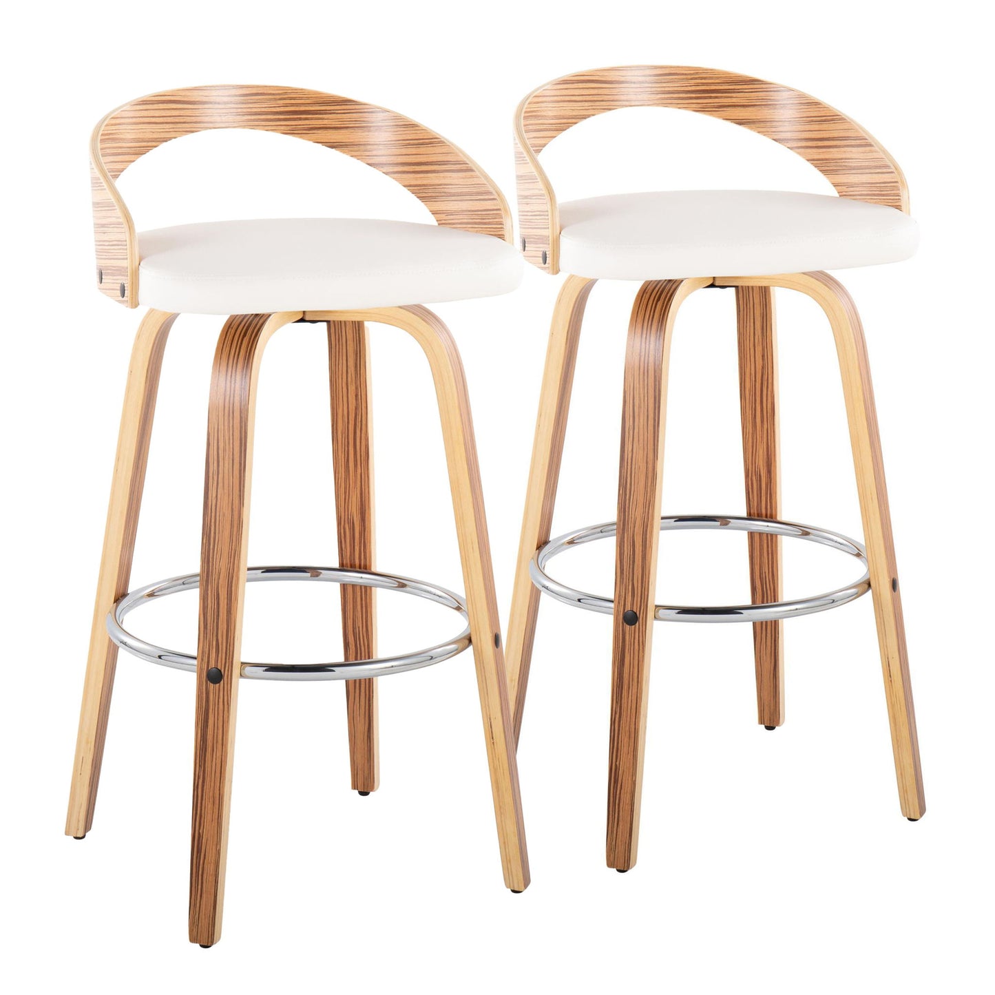 Grotto - Contemporary Fixed Height Barstool With Swivel With Round Footrest (Set of 2) Lumi Source