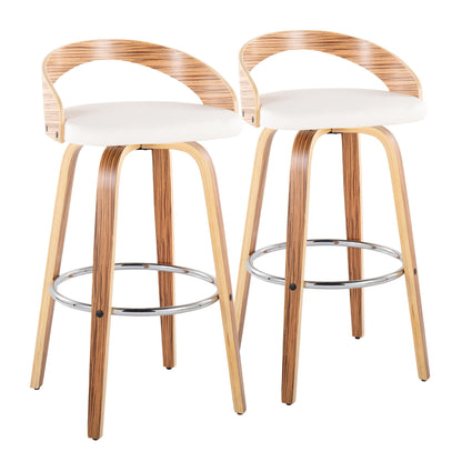 Grotto - Contemporary Fixed Height Barstool With Swivel With Round Footrest (Set of 2) Lumi Source