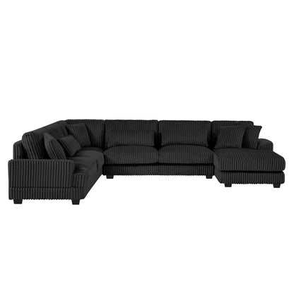 Oversized Sectional Sofa U - Shaped Sofa Couch Modern Sofa Upholstered In Soft Corduroy With A Chaise Lounge For Living Room Hearth and Haven