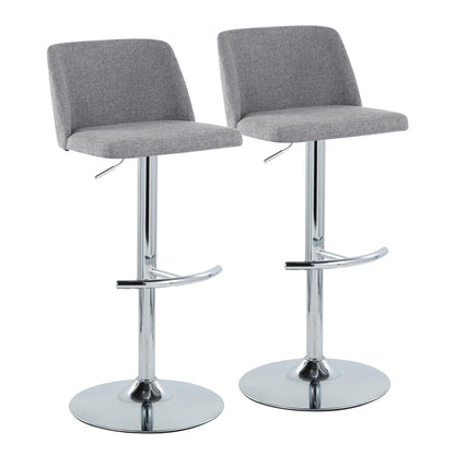 Toriano - Contemporary Adjustable Barstool With Swivel & Rounded T Footrest (Set of 2) Lumi Source