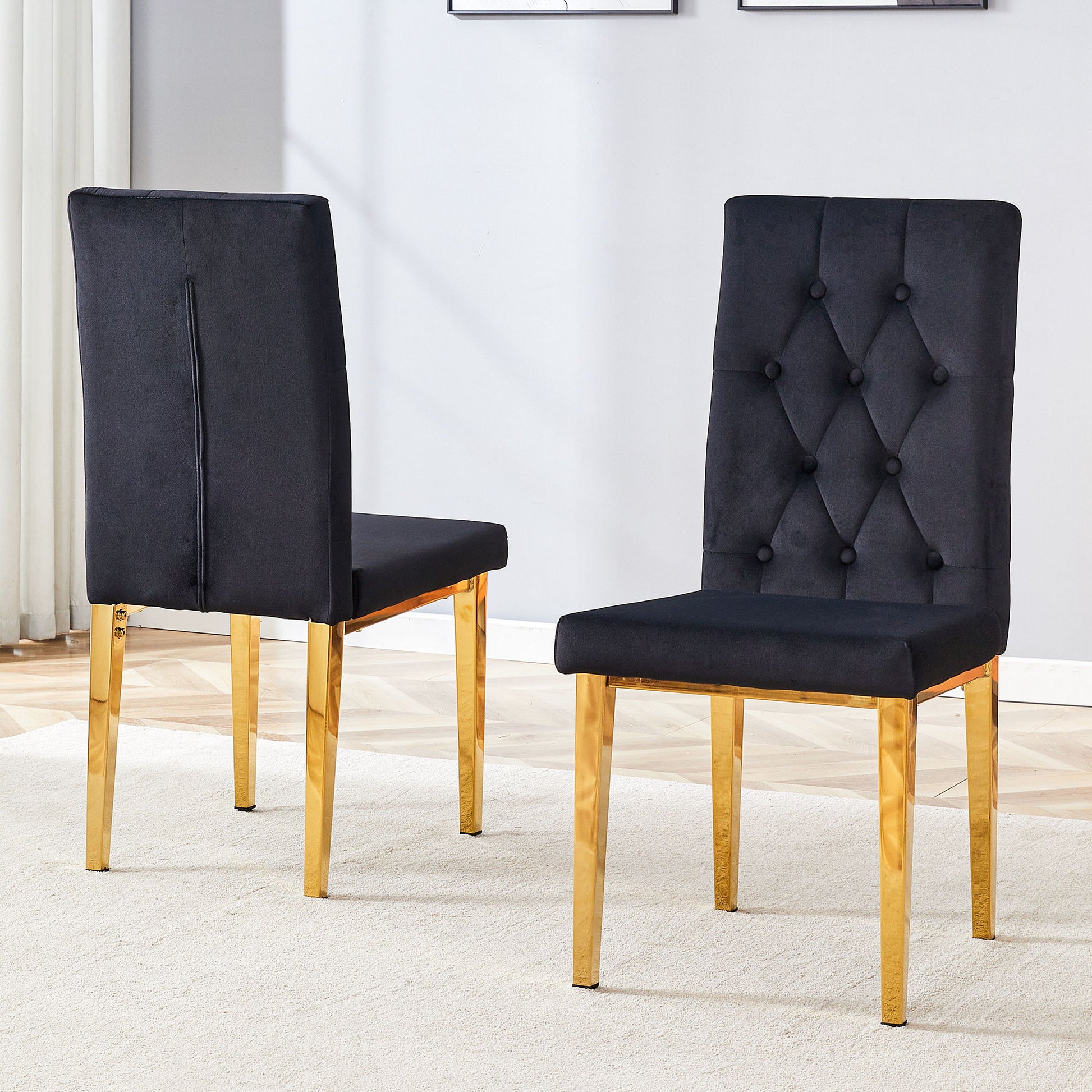 Vintage Style Armless Dining Chairs Set With Grid And Buckle Design Home Essentials