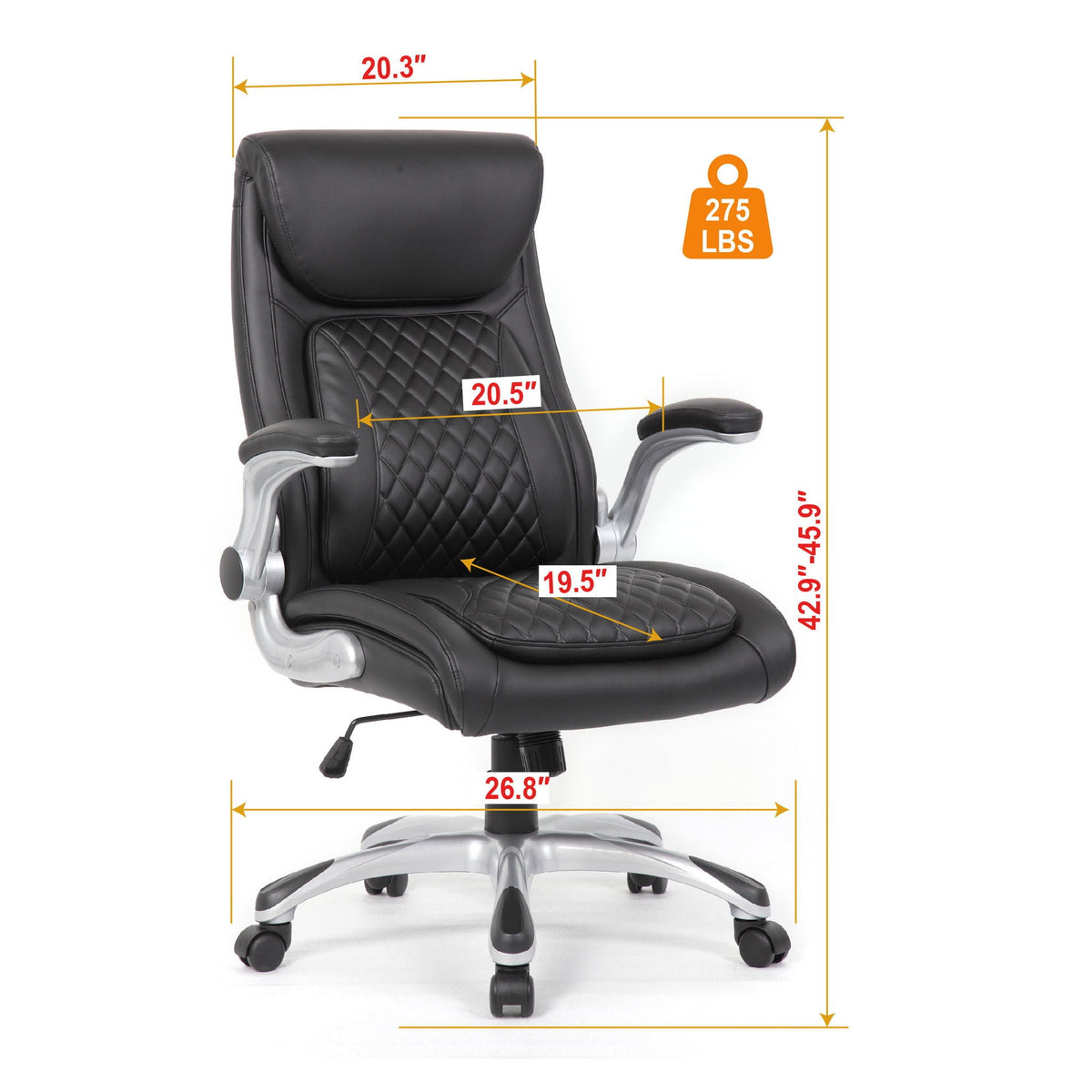 High Back Ergonomic Executive Office Chair, Adjustable Height And Lumbar Support For Home & Office - Black Home Essentials