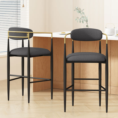 Upholstered Bar Stools With Backs For Kitchen Island (Set of 2) Noble House