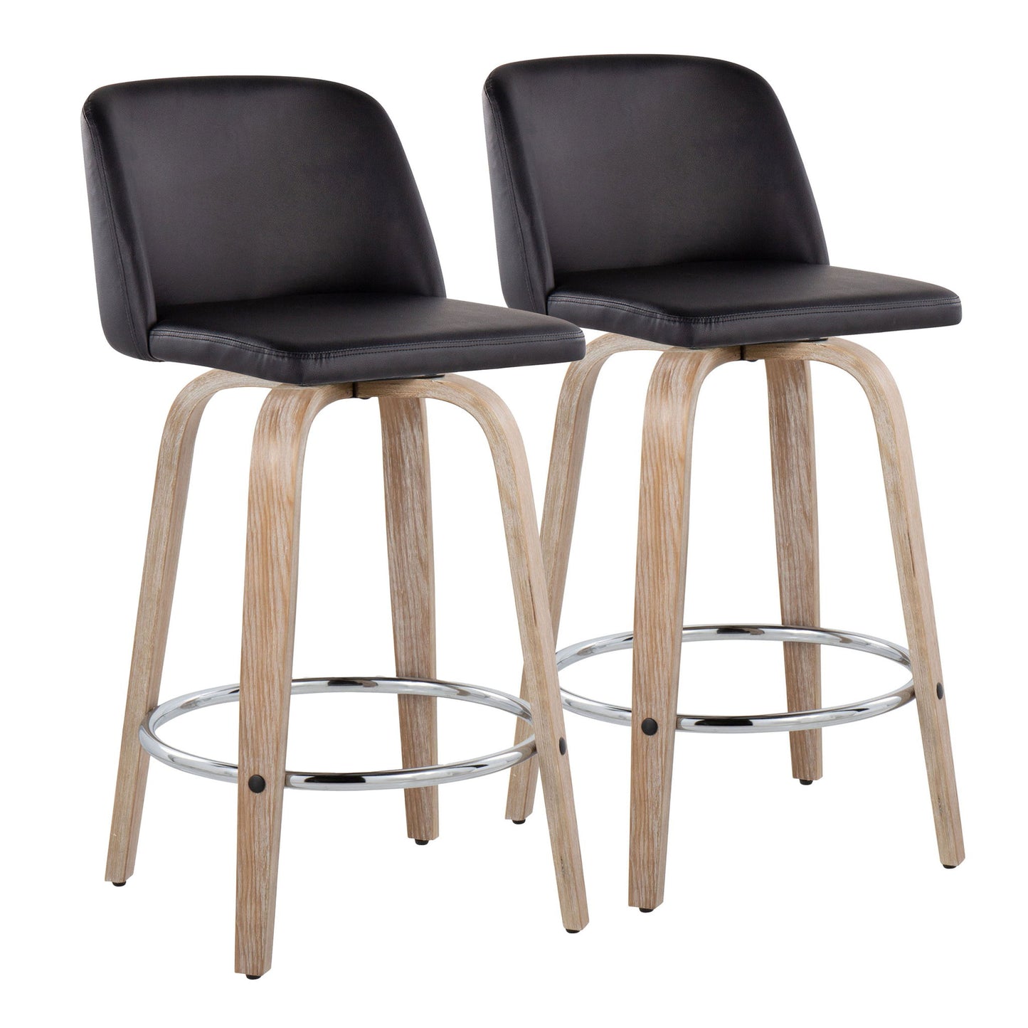 Toriano - Modern Design Fixed Height Counter Stool With Swivel With Round Footrest (Set of 2) Lumi Source