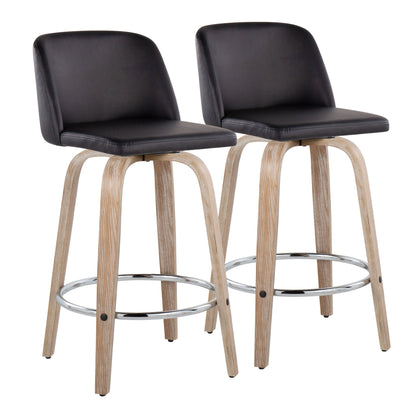 Toriano - Modern Design Fixed Height Counter Stool With Swivel With Round Footrest (Set of 2) Lumi Source