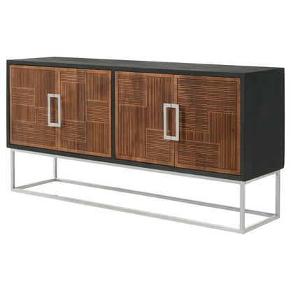 Borman - 4 Door Wood Accent Cabinet - Walnut And Black Coaster Fine Furniture