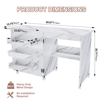 4 In 1 Folding Sewing Table With Lockable Wheels, Multi Functional Craft Station - White Home Essentials