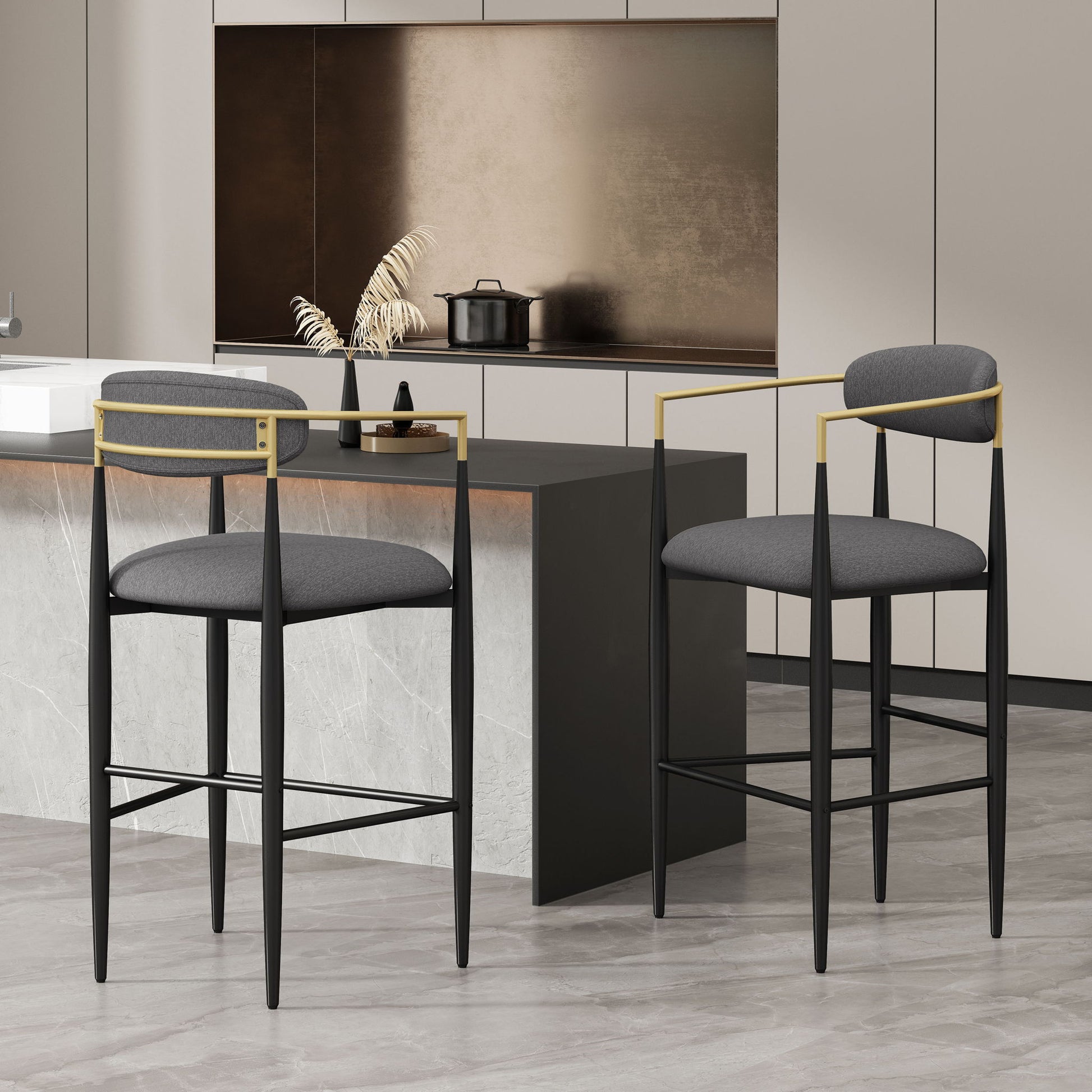 Counter Height Upholstered Barstools (Set of 2) Noble House