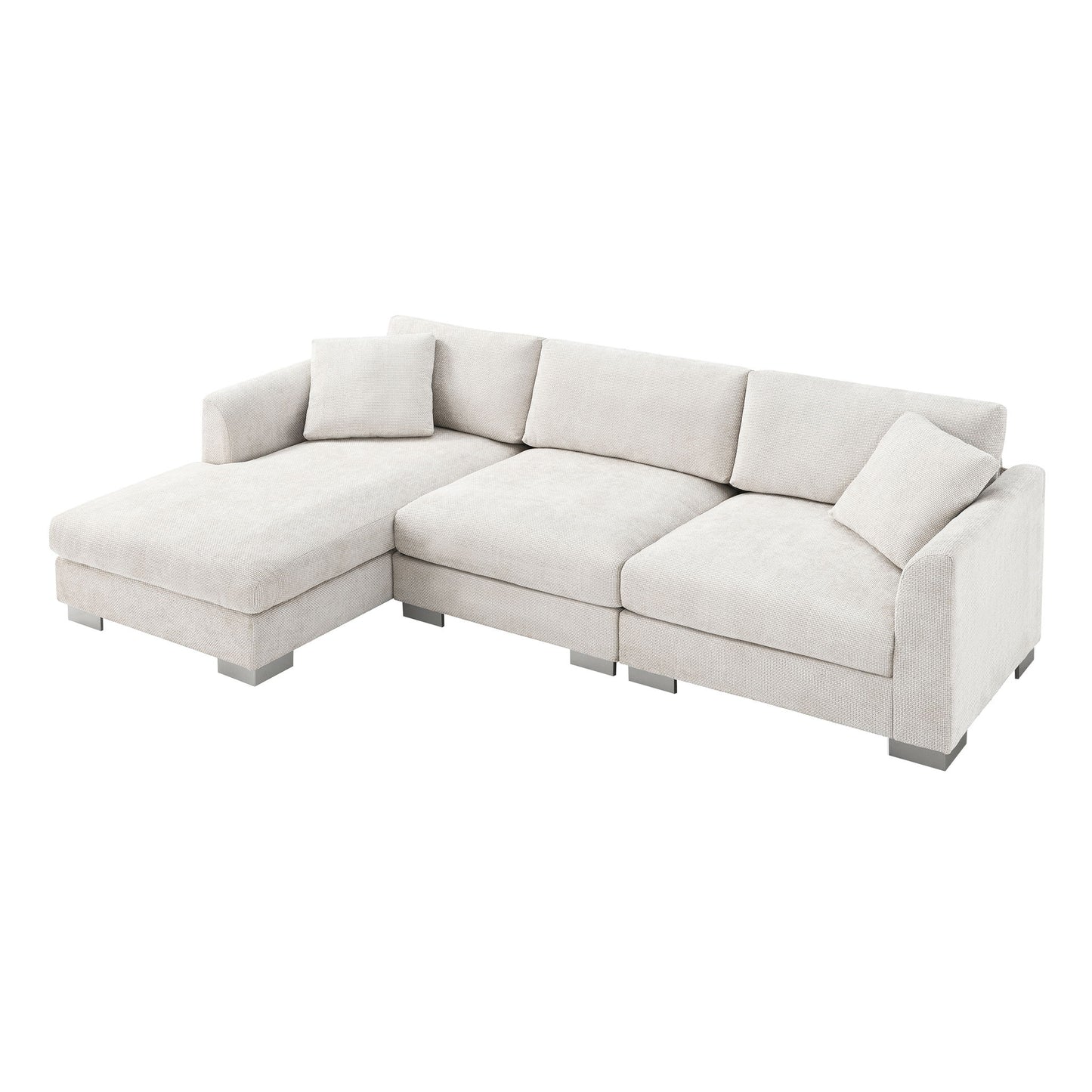 Modern Cloud Sectional Sofa L Shaped Luxury Couch Set With 2 Free Pillows 4 Seat With Oversized Chaise Luxe & Co.