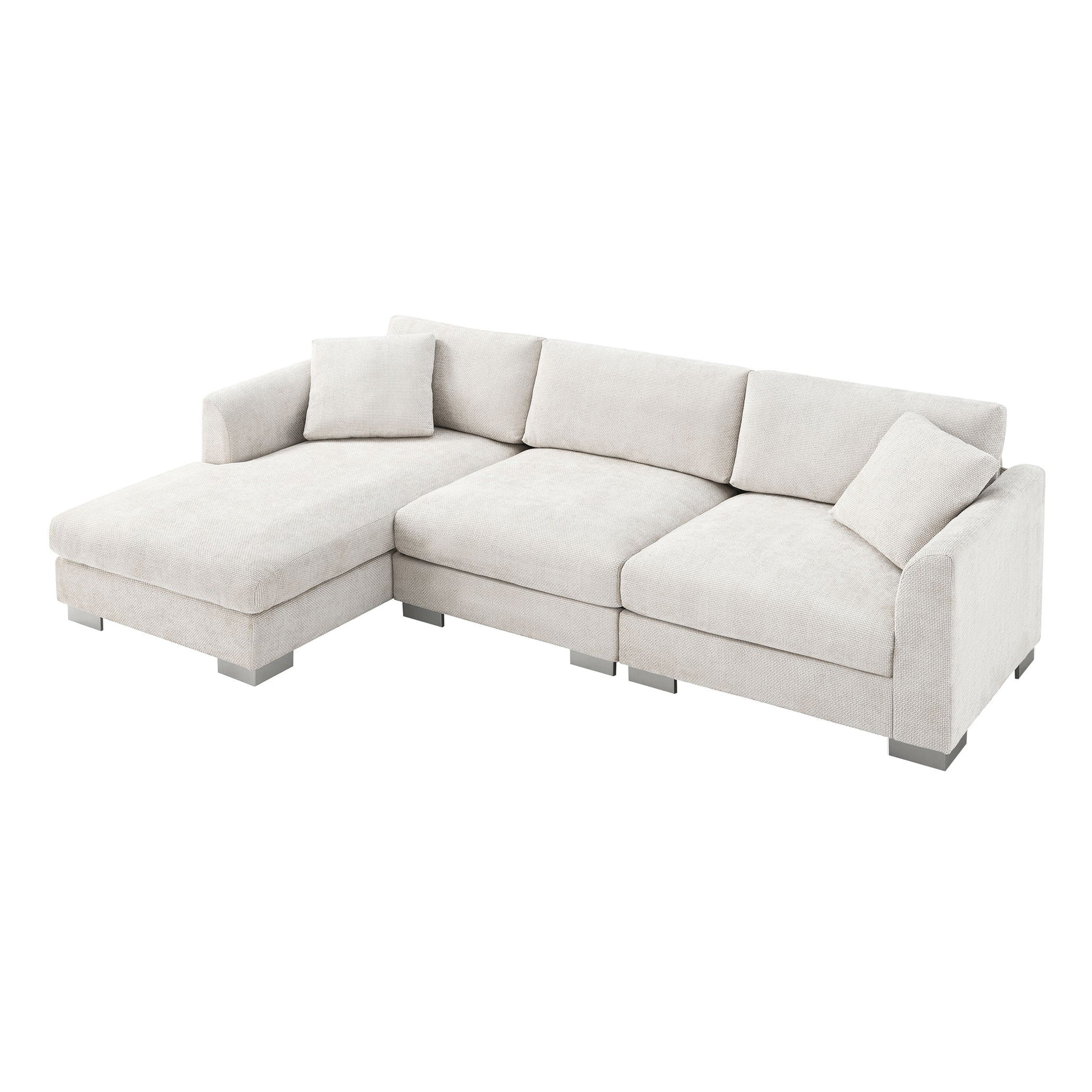 Modern Cloud Sectional Sofa L Shaped Luxury Couch Set With 2 Free Pillows 4 Seat With Oversized Chaise Luxe & Co.