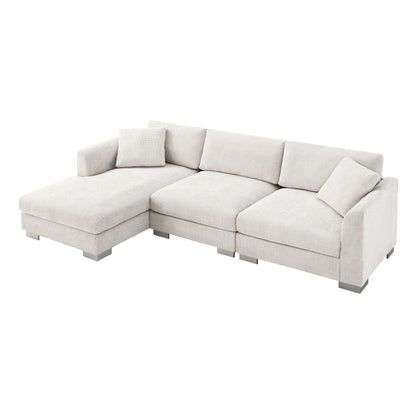 Modern Cloud Sectional Sofa L Shaped Luxury Couch Set With 2 Free Pillows 4 Seat With Oversized Chaise Luxe & Co.